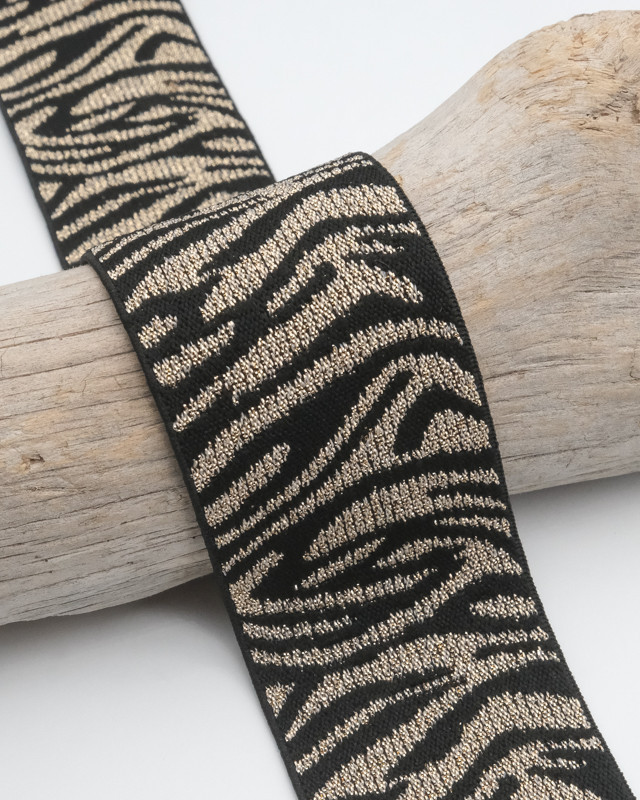 Elastique Lurex Design 40MM Tigre Or Et Noir - Maison Klem